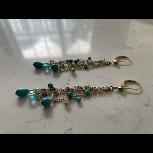 Teal Beaded Dangling Earrings